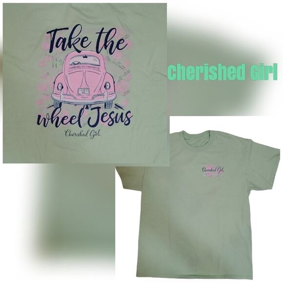 Cherished Girl T Shirt, Size L  Green - Picture 1 of 4